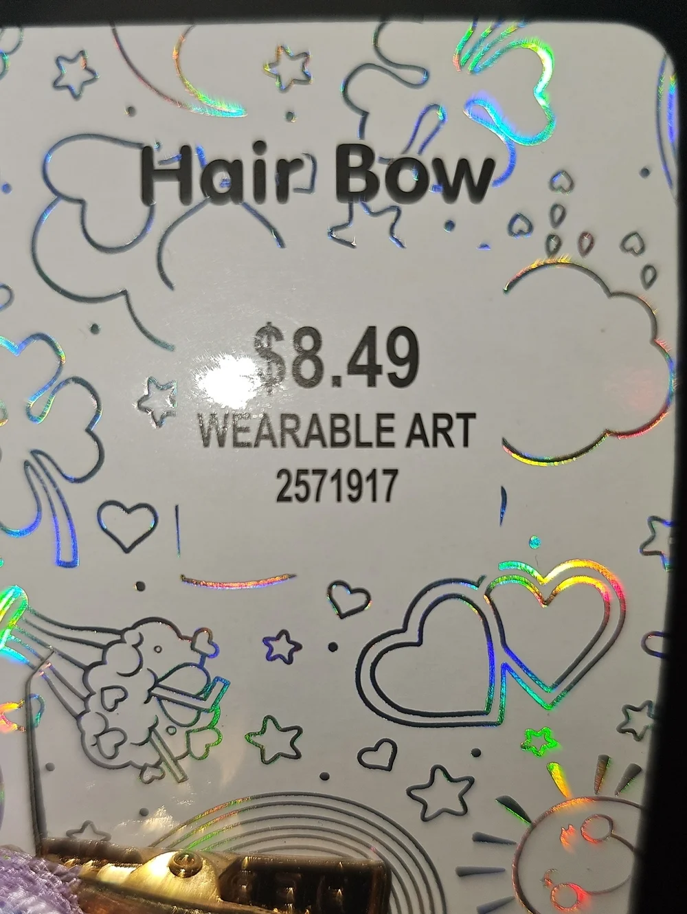 Care Bears Purple Floral Rainbow Kids Hair Bow with Charms New